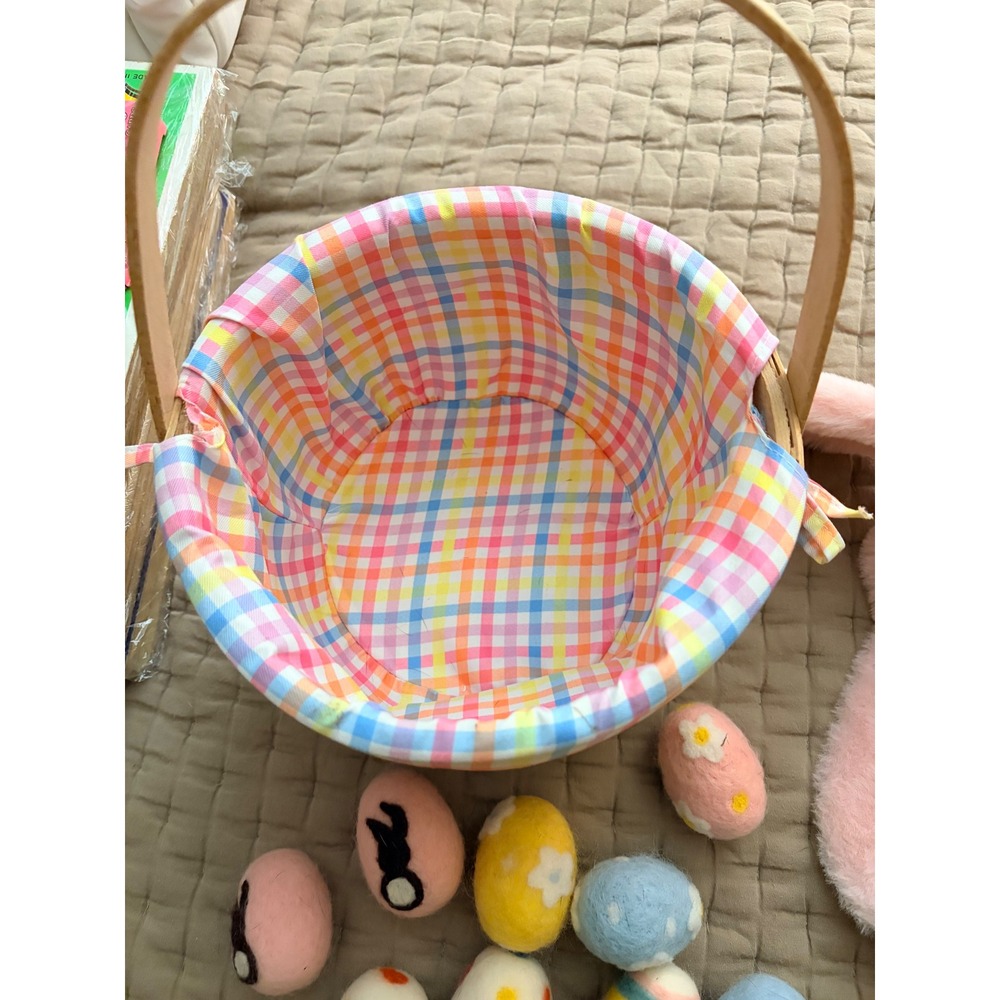 Easter Basket Set with Bunny Hat and Felt Egg Bunny Peeps Chicks Baby Kids Toys - Picture 6 of 10